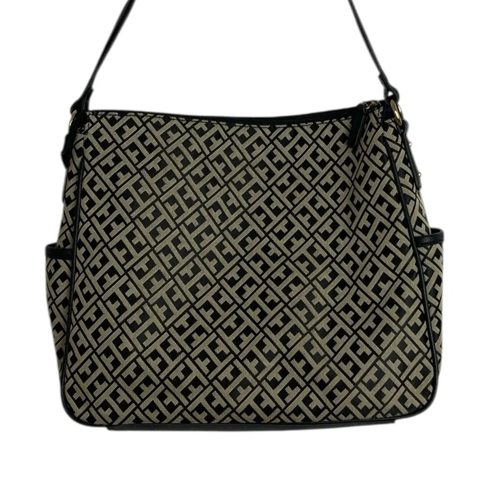 NEW Tommy Hilfiger Dark Brown Signature Print Hobo Bag